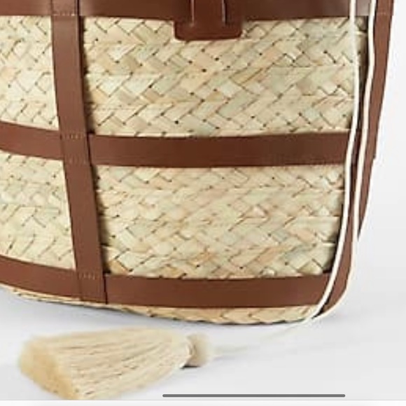 J.Jill leather trimmed drawstring basket tote - Picture 2 of 10